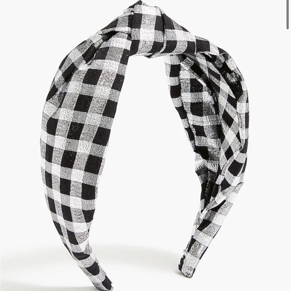 NWT J. CREW Metallic Gingham Knotted Headband